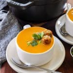 Coconut Curry Butternut Squash Soup with Thai Chicken Meatballs