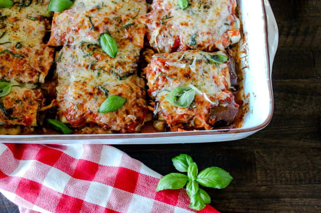 Low Carb Chicken & Eggplant Roll Up's