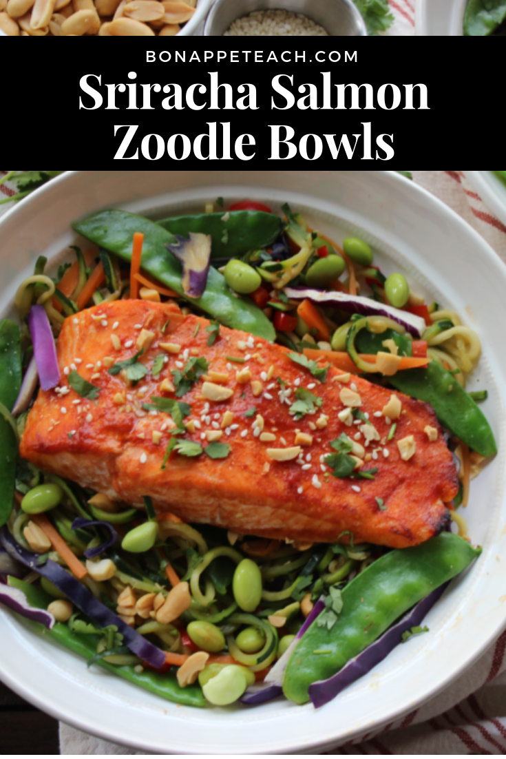 Sriracha Salmon Zoodle Bowls