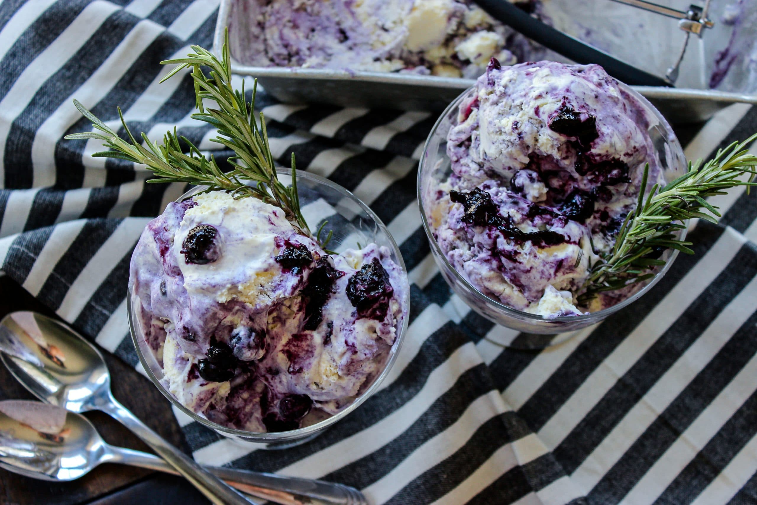 (Low Carb) Blueberry & Rosemary Ricotta Ice Cream
