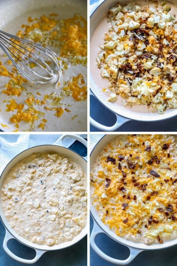 Smoked cauliflower mac and cheese - cheese sauce steps