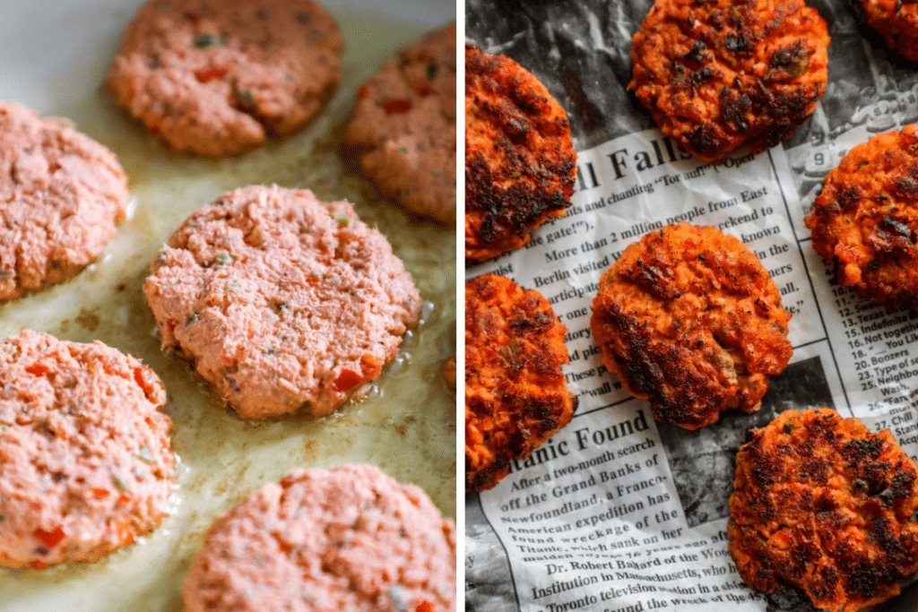 Steps for getting crispy salmon cakes 