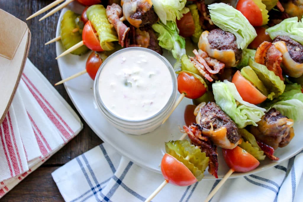 Bacon Cheeseburger Kebabs