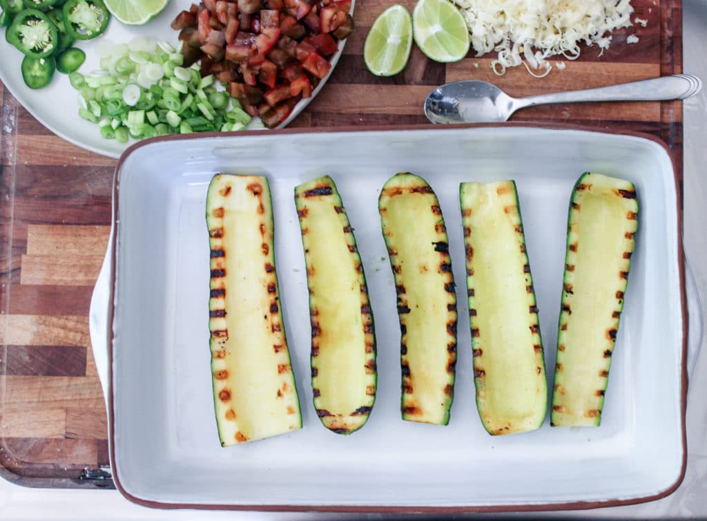 Chicken & Chorizo Stuffed Zucchini