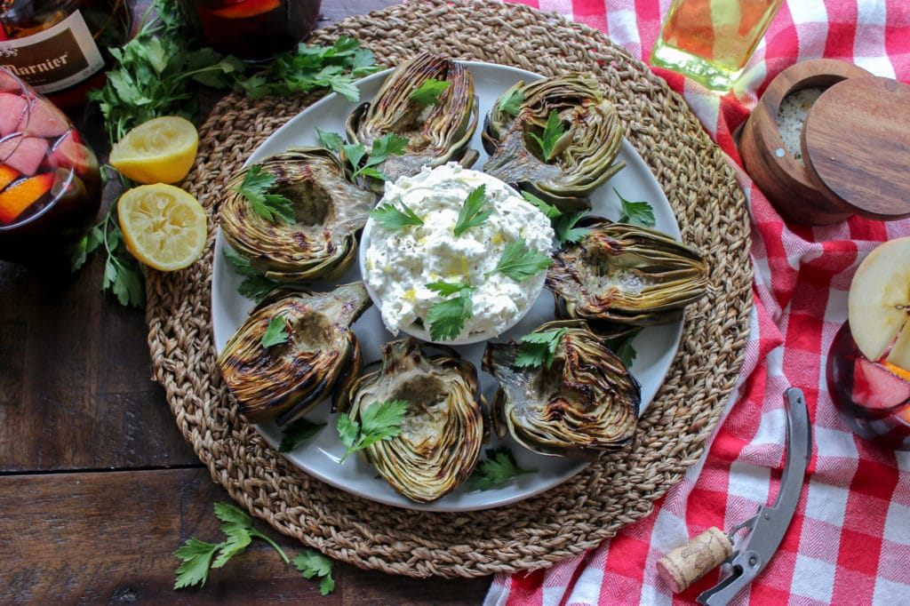 Grilled Artichokes with Whipped Feta