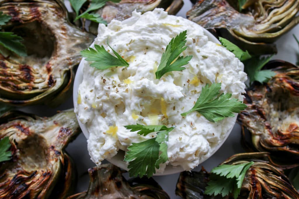 Grilled Artichokes with Whipped Feta
