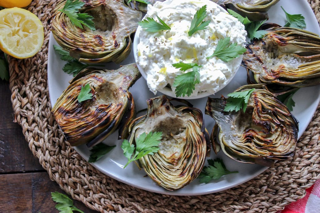 Grilled Artichokes with Whipped Feta