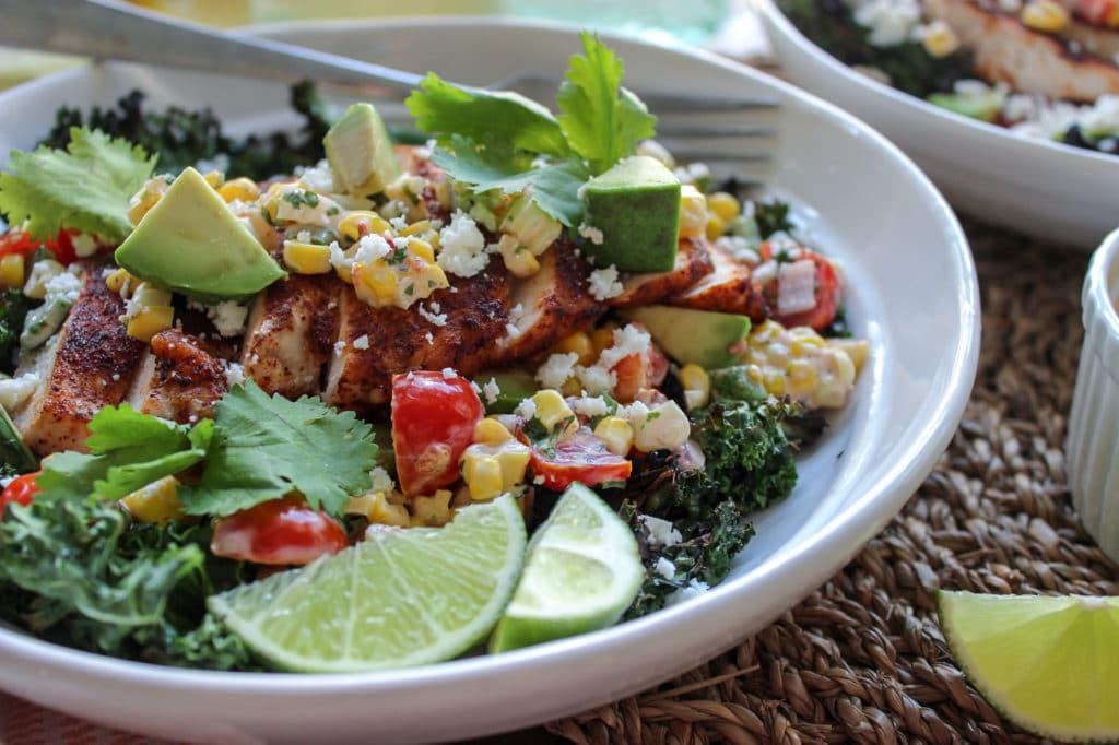 Crispy Kale Chip Salad with Grilled Corn Salsa