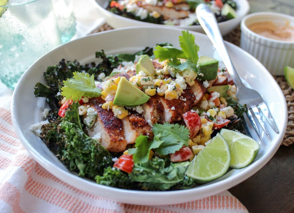 Crispy Kale Chip Salad with Grilled Corn Salsa