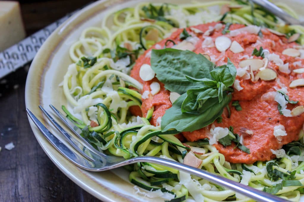 Low Carb Romesco Sauce with Zoodles