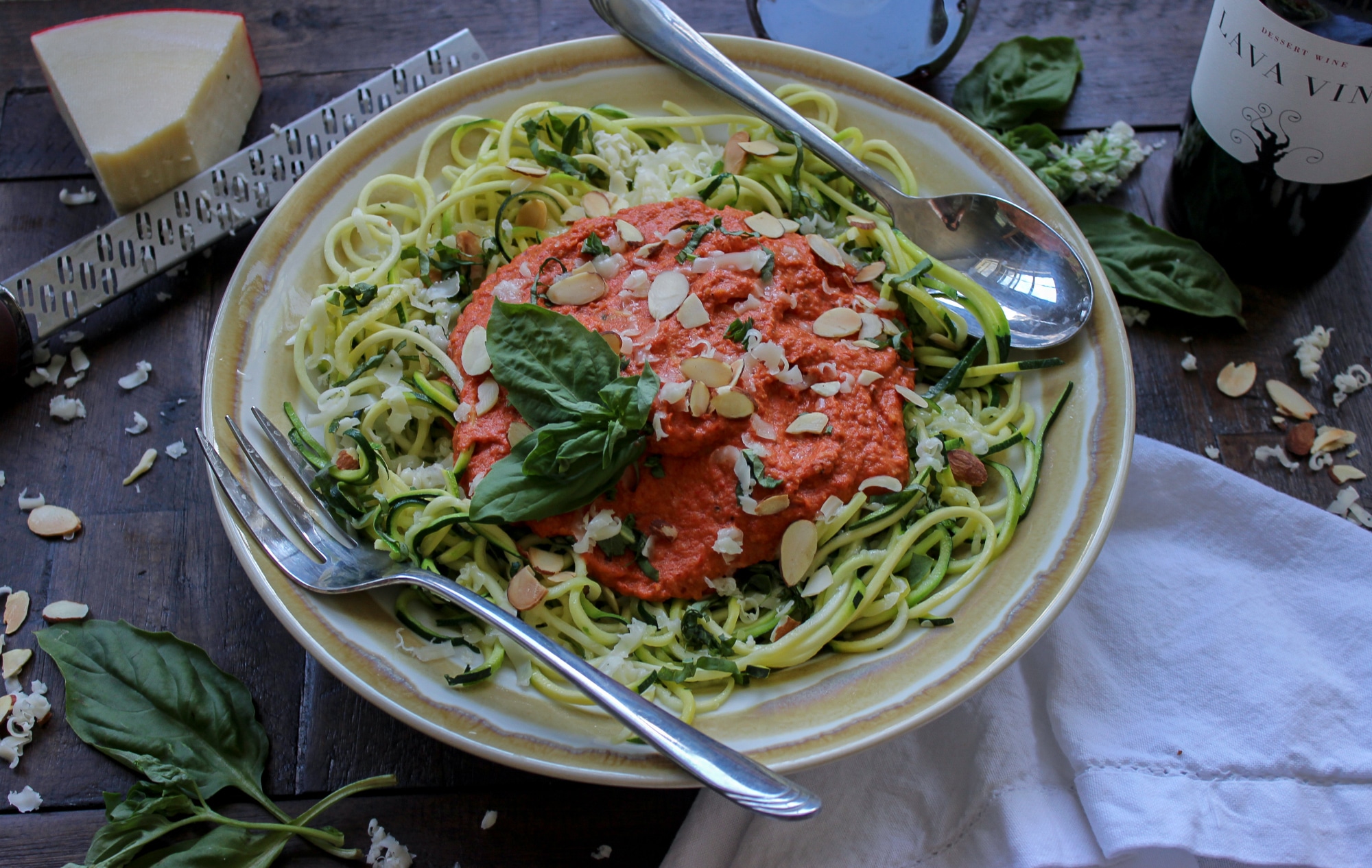 Low Carb Romesco Sauce with Zoodles