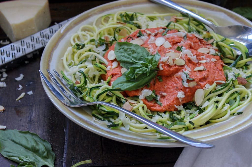 Low Carb Romesco Sauce with Zoodles