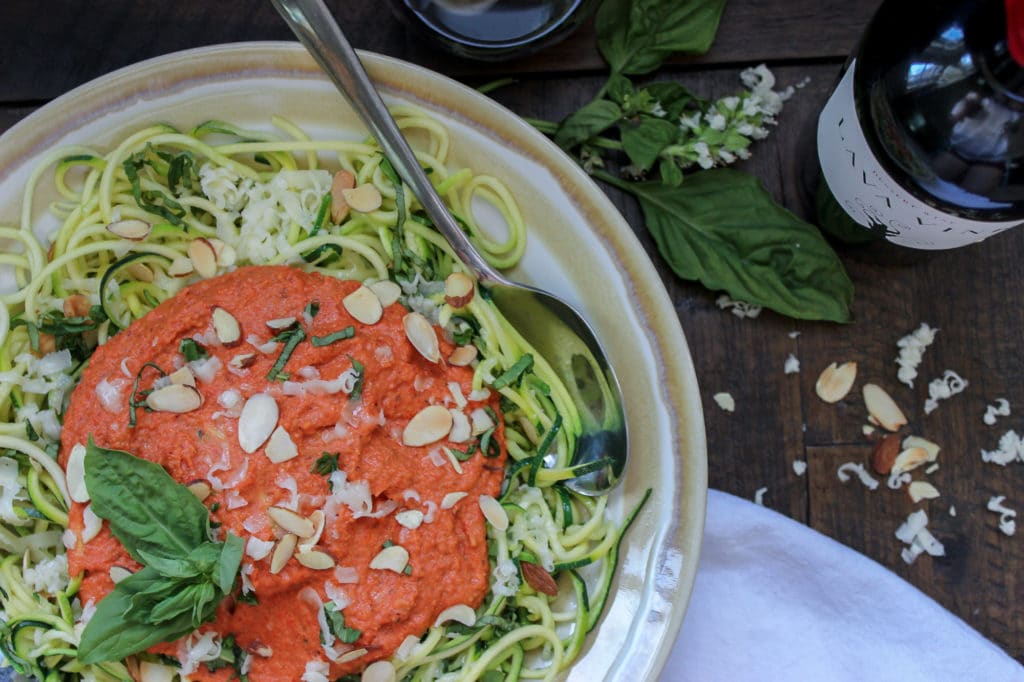 Low Carb Romesco Sauce with Zoodles