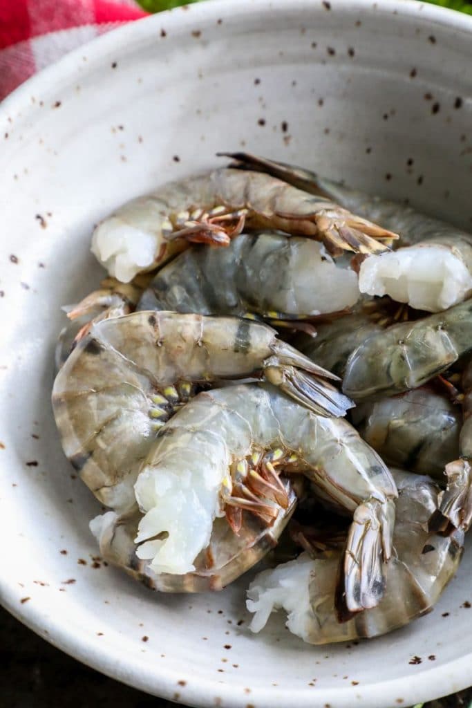 Raw shrimp in a bowl