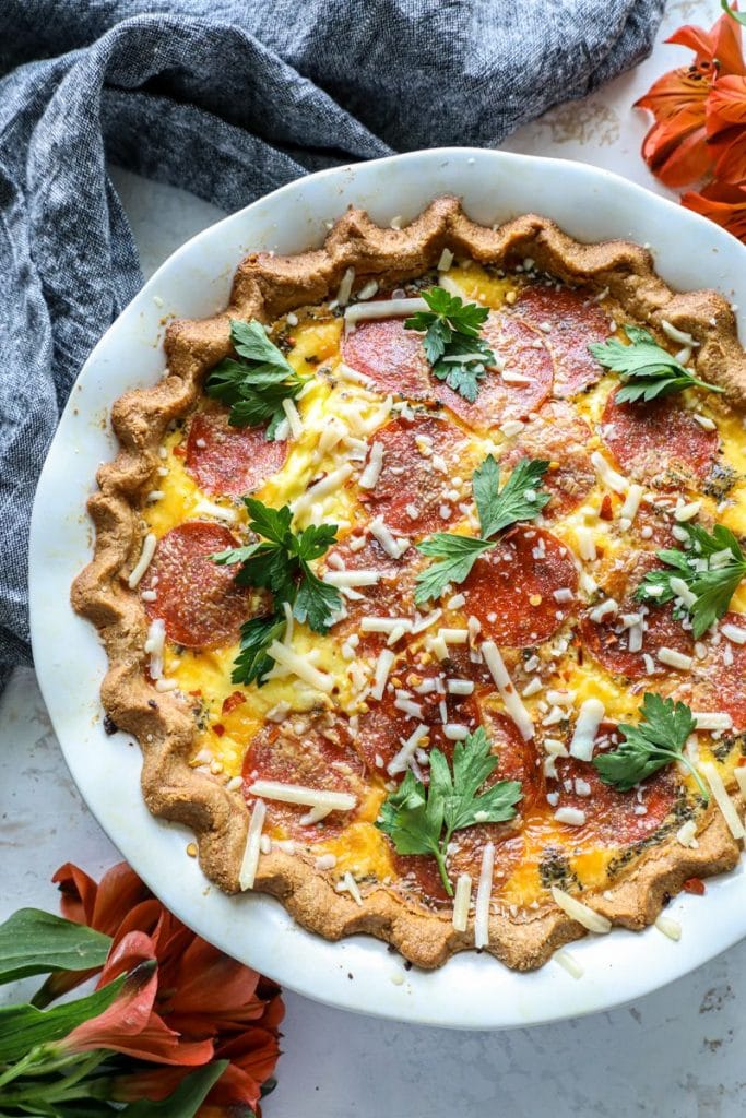 Keto Pepperoni Pizza Quiche