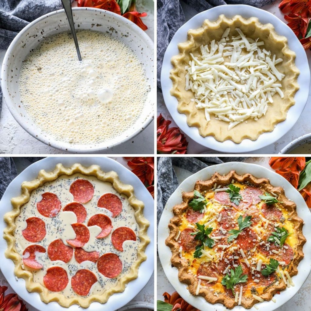 Keto pizza quiche assembly instructions