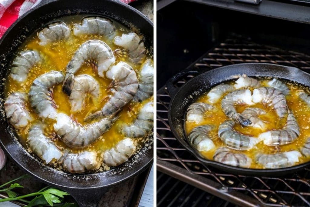 smoked shrimp in butter and smoked on the grill