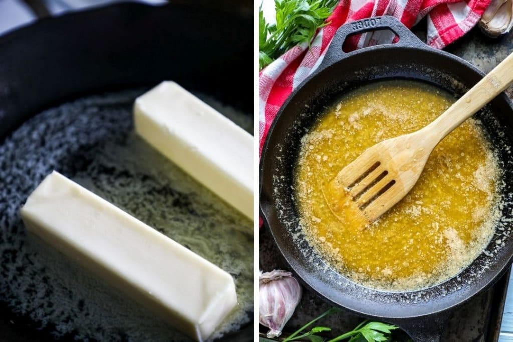 Butter melted in a skillet