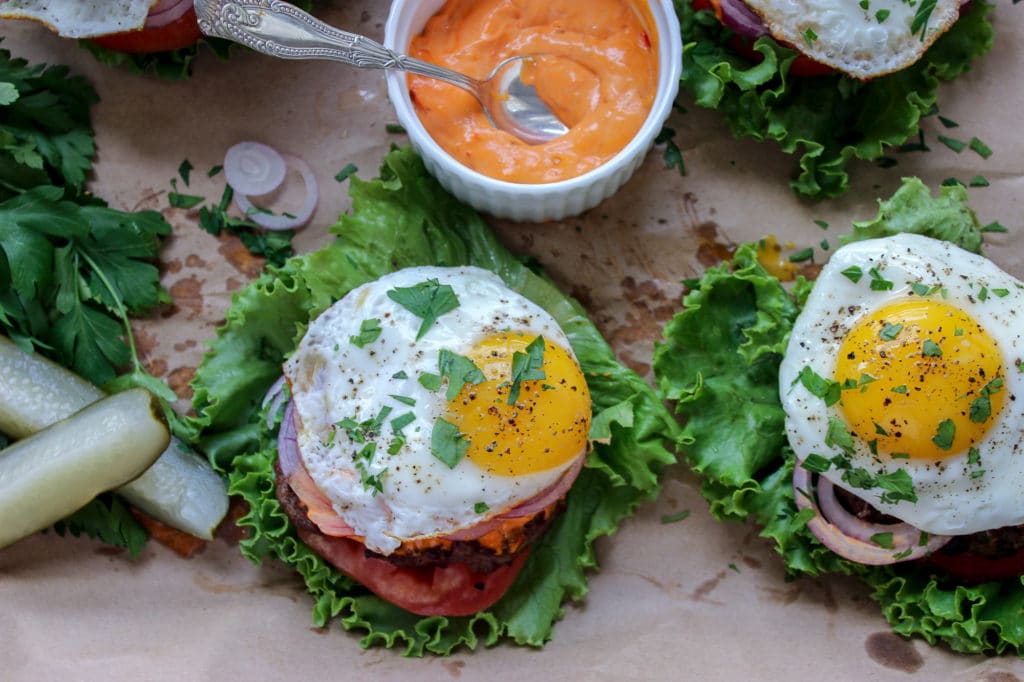 Keto Cumin Burgers with Harissa Mayo