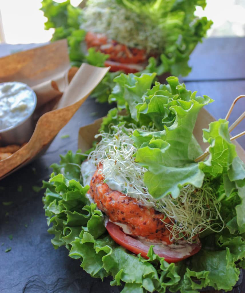 Grilled Cedar Plank Salmon Burgers