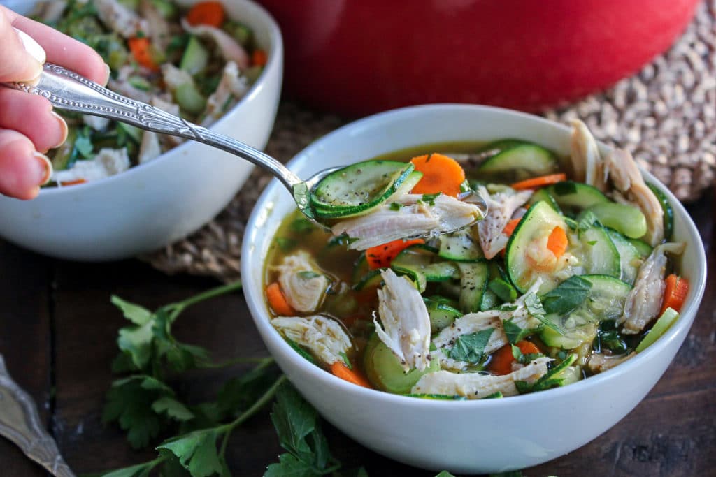Grilled Chicken Zoodle Soup