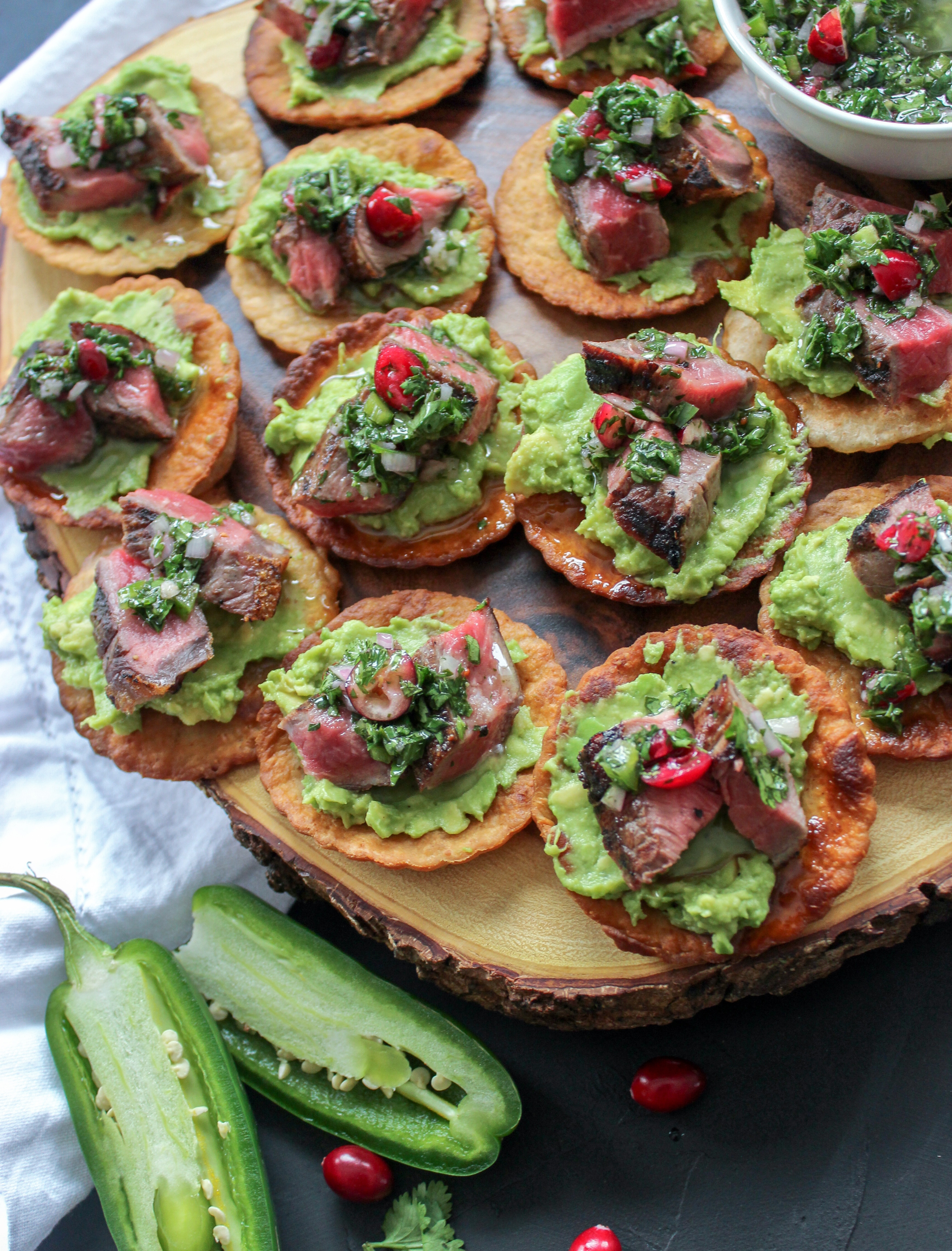 Steak & Cranberry Chimichurri Crostini