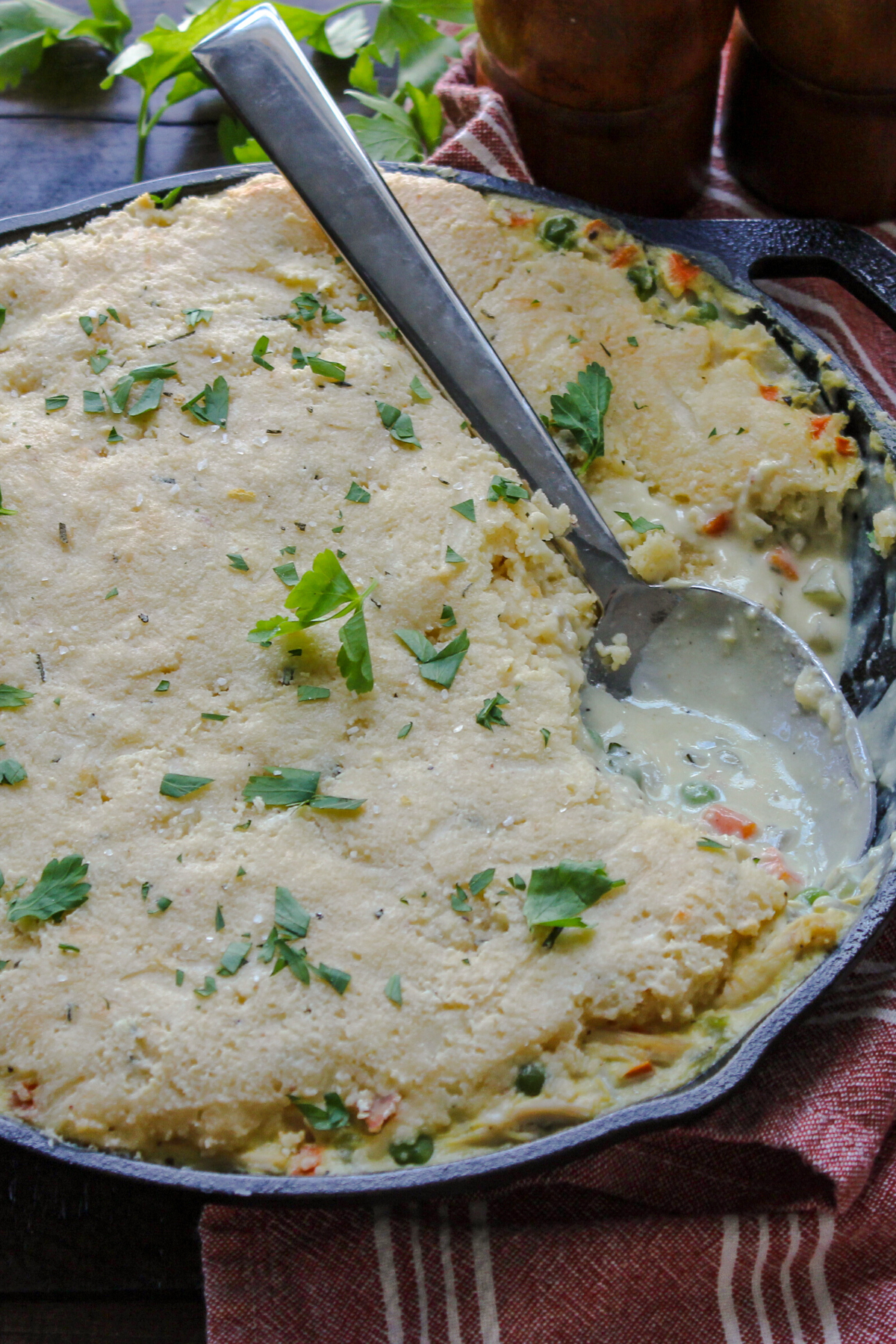 Keto Cornbread Chicken Pot Pie