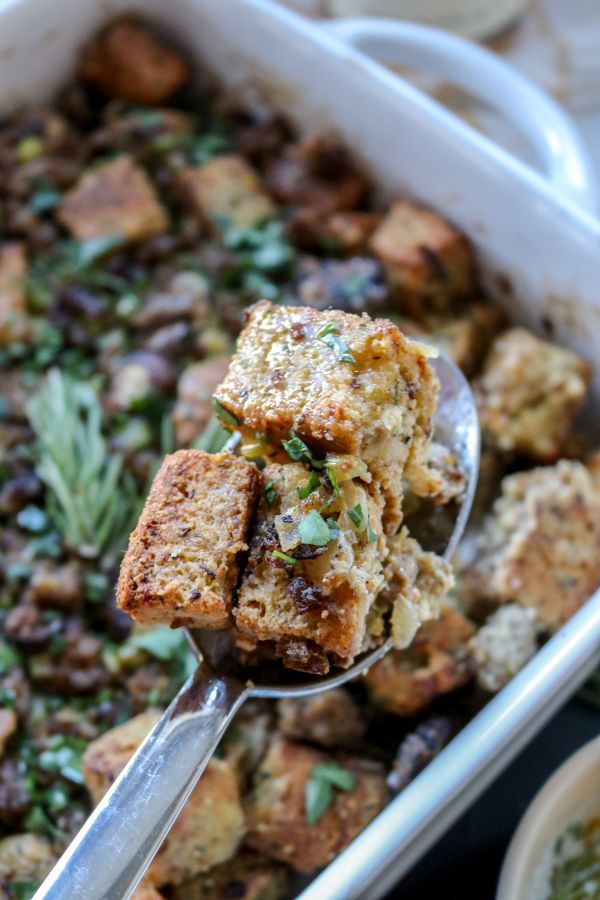 Keto Cornbread Stuffing with Herb Butter Bonappeteach