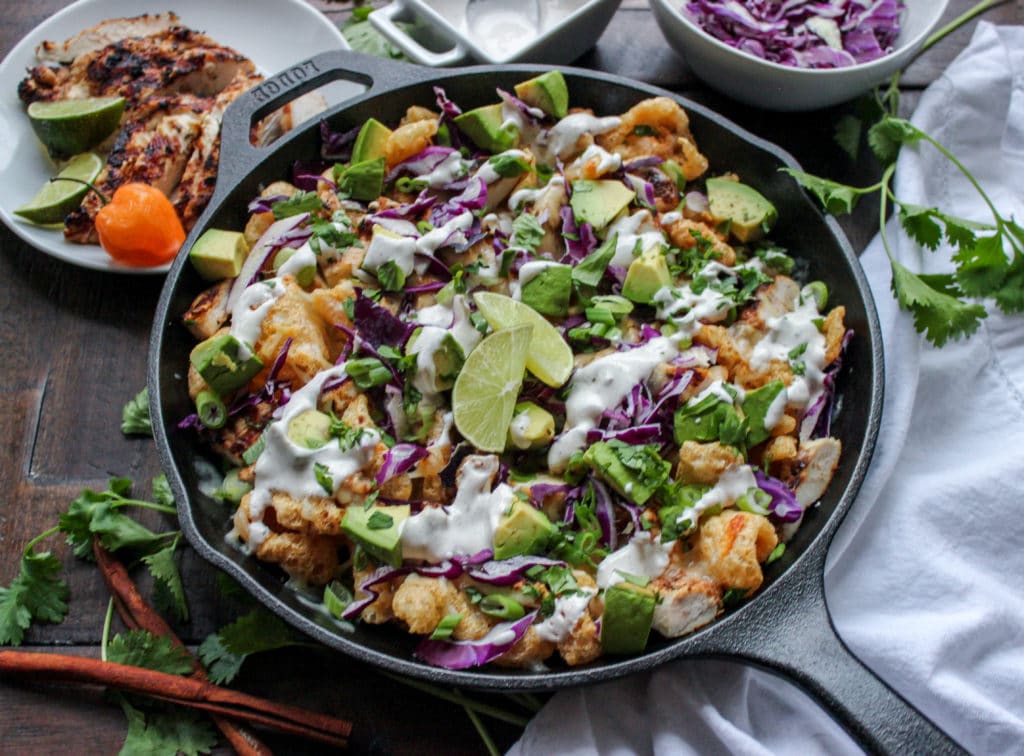 Easy Jerk Chicken Pork Rind Nachos