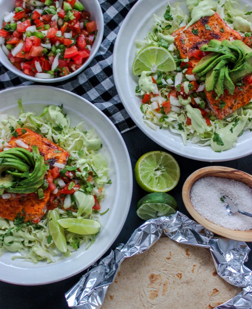 Deconstructed Salmon Fish Taco Bowls