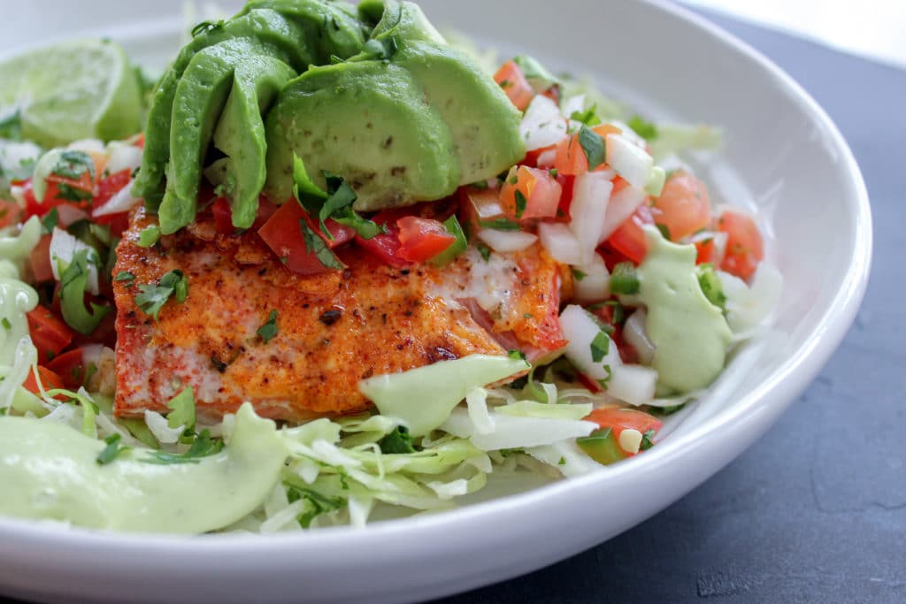 Deconstructed Salmon Fish Taco Bowls