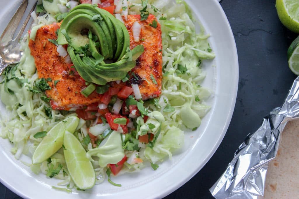 Deconstructed Salmon Fish Taco Bowls