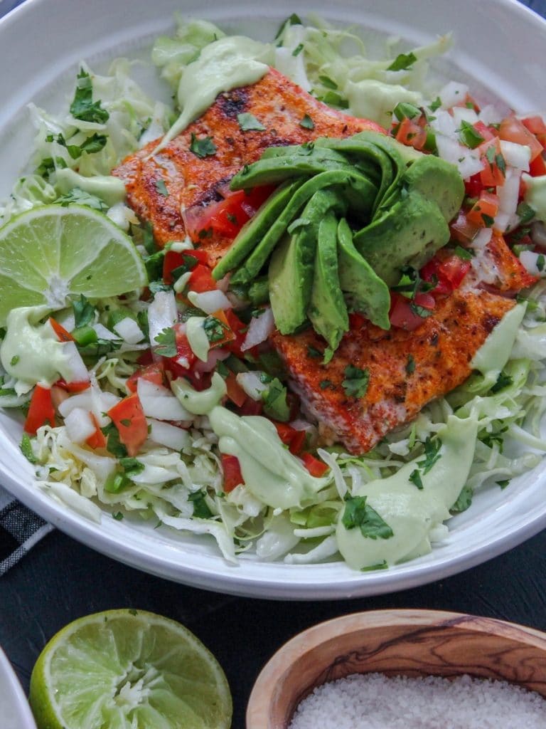 Deconstructed Salmon Fish Taco Bowls