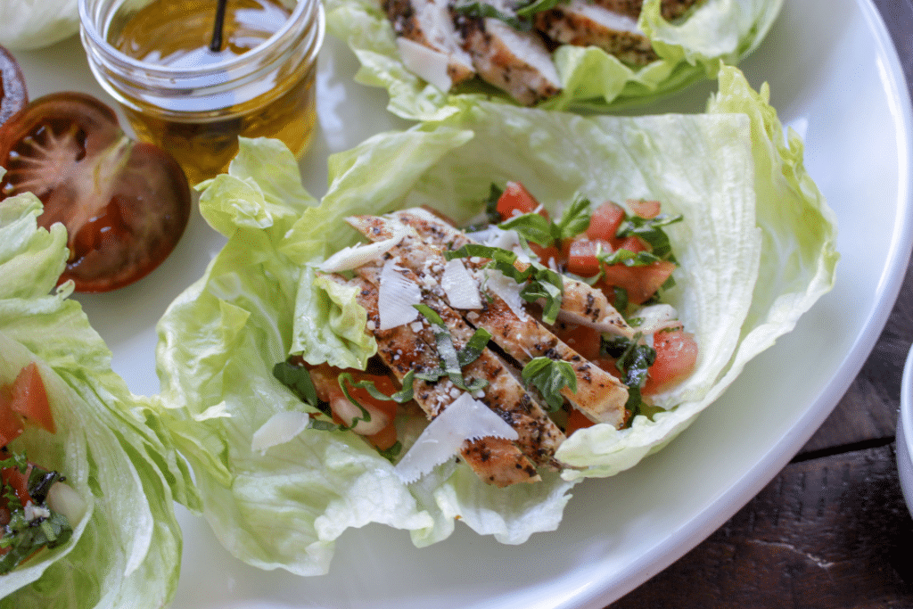 Bruschetta Chicken Lettuce Cups