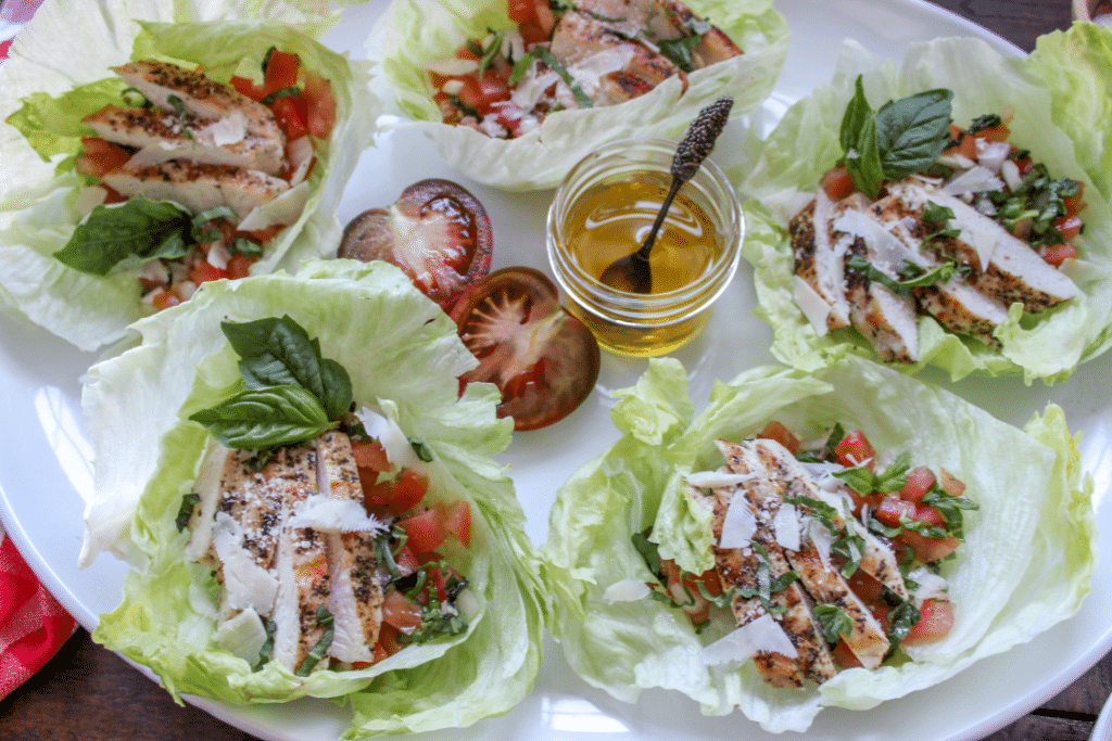 Bruschetta Chicken Lettuce Cups