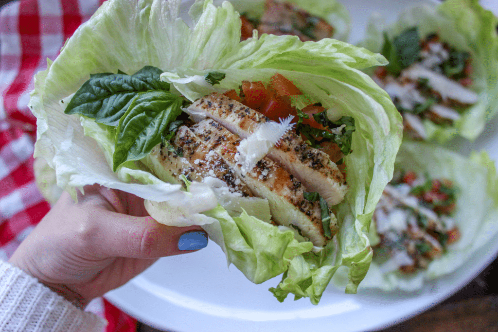 Bruschetta Chicken Lettuce Cups