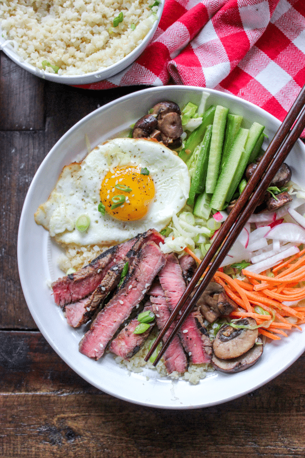 Steak Bibimbap Cauliflower Rice Bowls