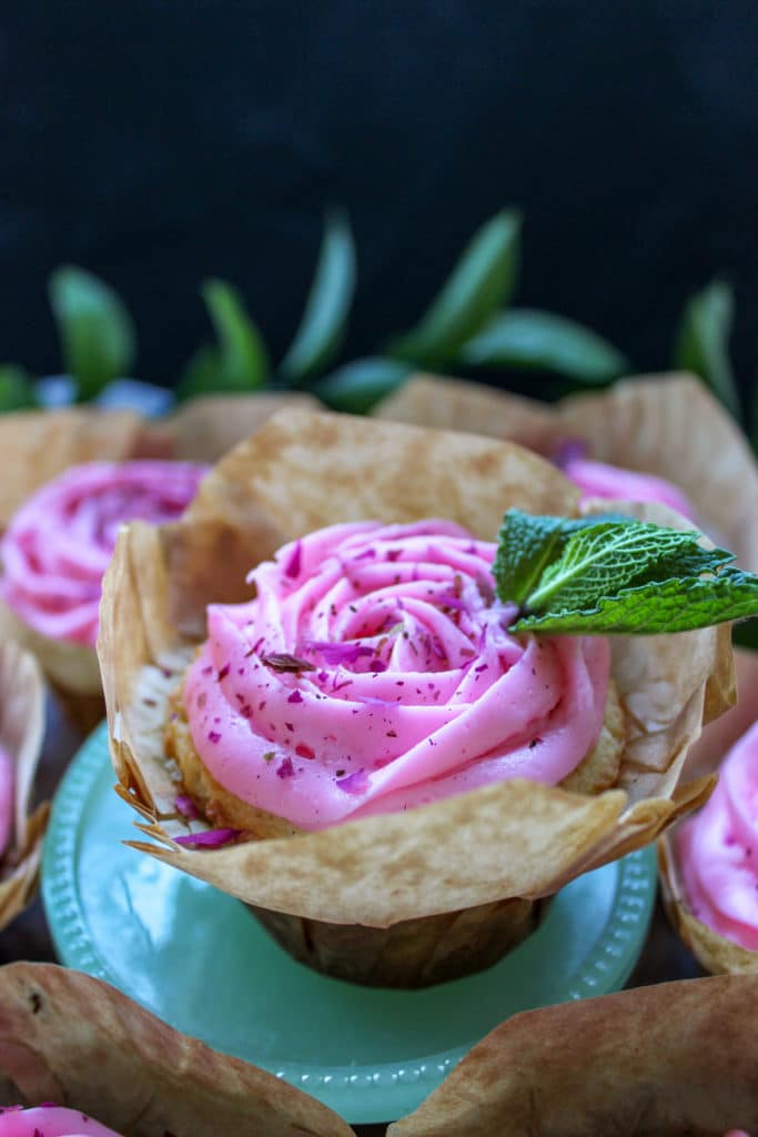 Keto Rose Flavored Buttercream Cupcakes