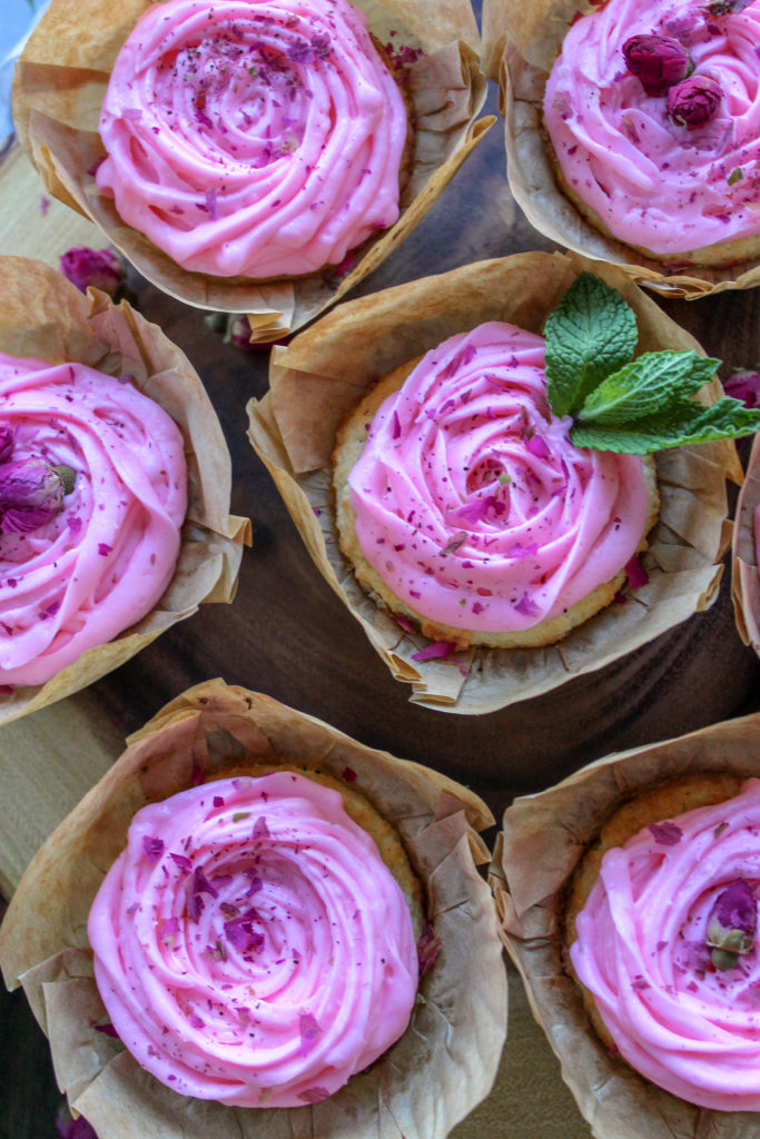 Keto Rose Flavored Buttercream Cupcakes