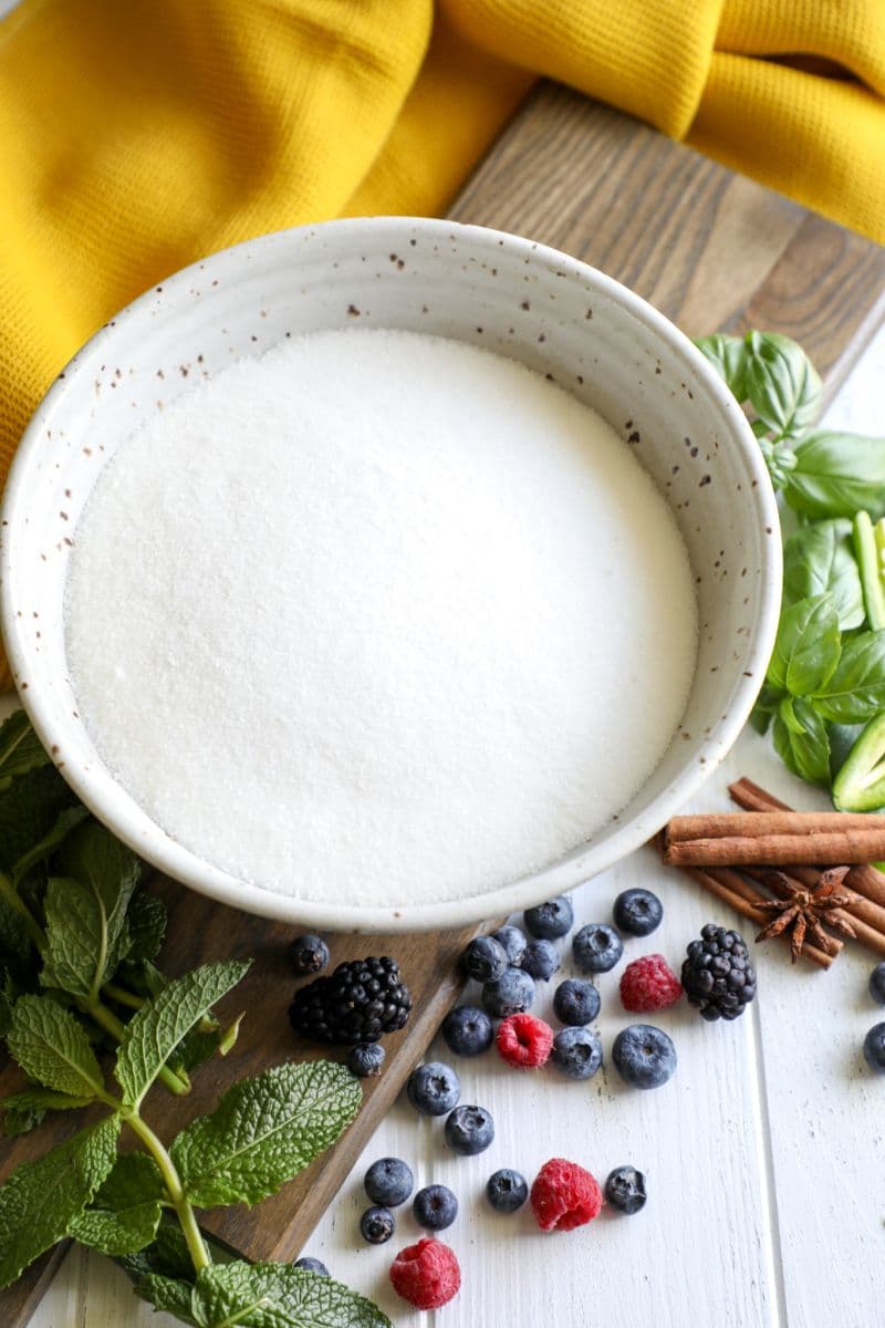 Allulose sweetener in a bowl on a table