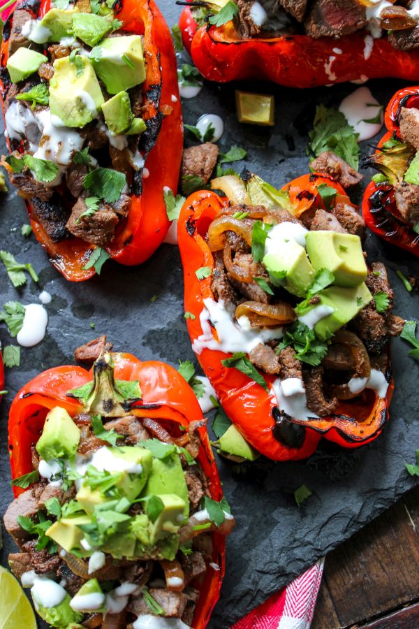 Carne Asada Fire Roasted Stuffed Peppers