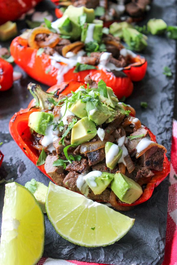 Carne Asada Fire Roasted Stuffed Peppers