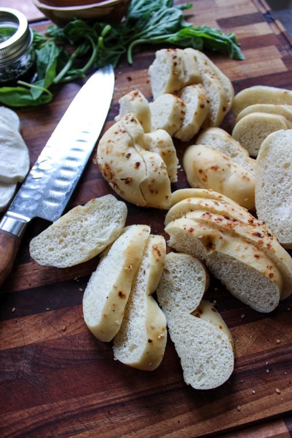 Cast Iron Caprese Dip with Low Carb Bagel Chips