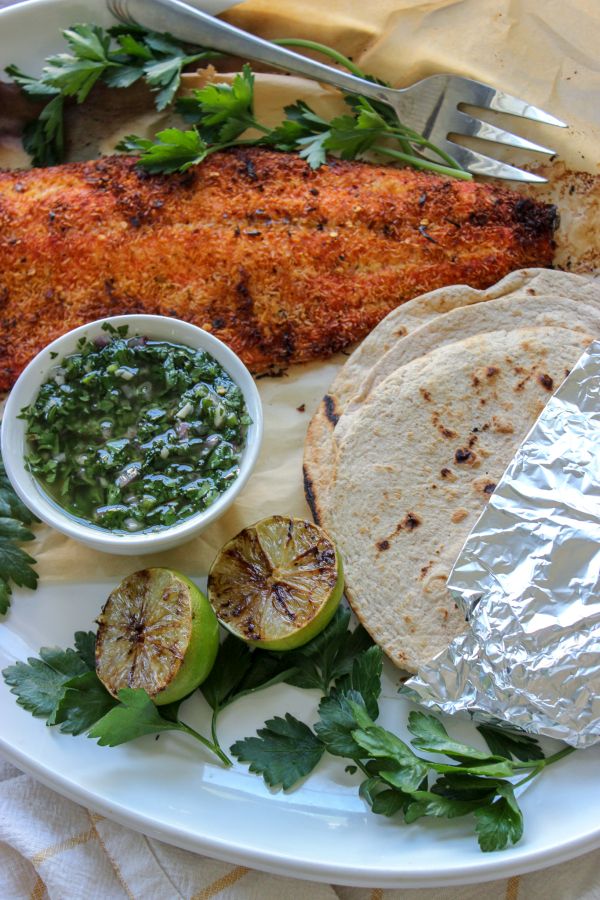 Coconut Crusted Salmon with Chimichurri