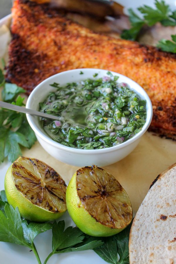 Coconut Crusted Salmon with Chimichurri