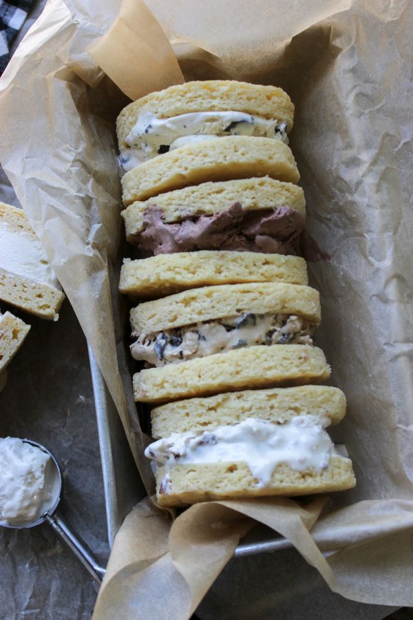 A tray of food, with Ice cream