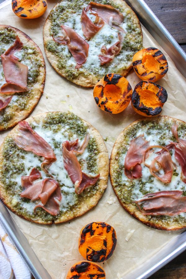 Grilled Low Carb Apricot Pesto & Prosciutto Flatbread