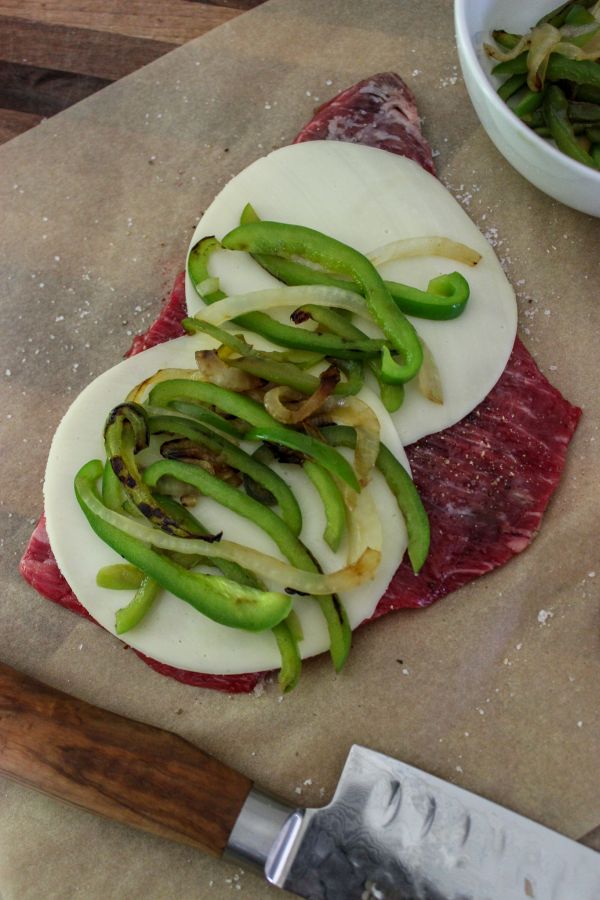 Keto Peppers and Provolone Flank Steak Pinwheels