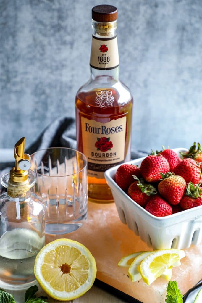 Strawberry Lemonade Keto Whiskey Smash ingredients