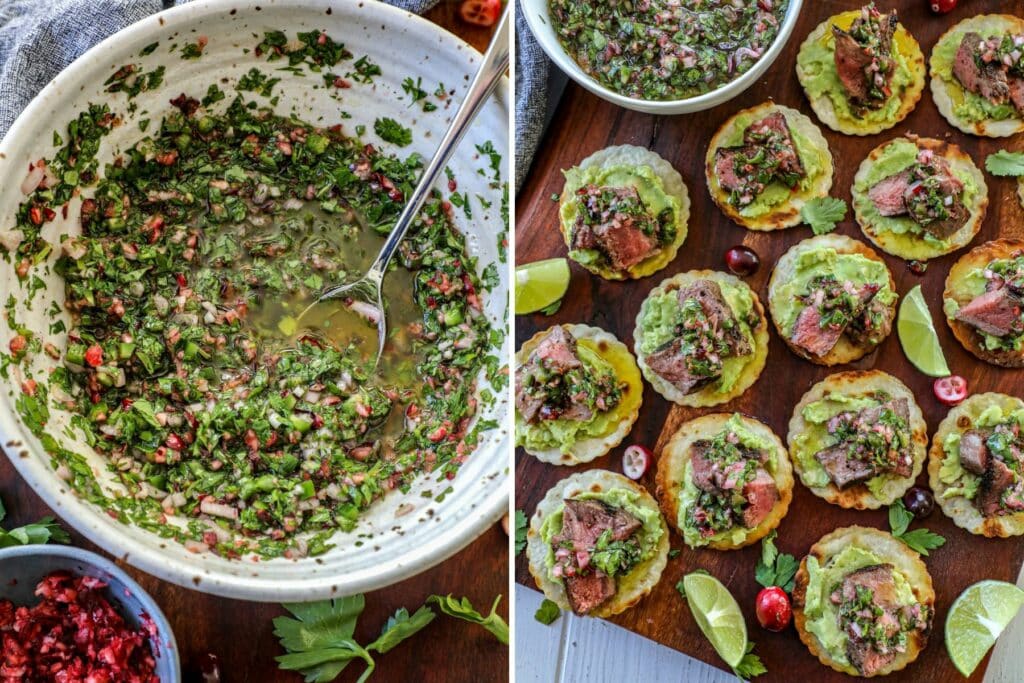 Steak with Cranberry Chimichurri Sauce 